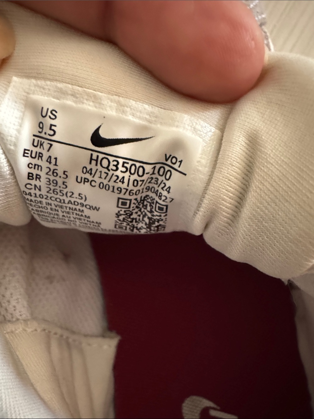 Nike Women’s White & Burgundy Mesh Trail Sneakers - Picture 7 of 7
